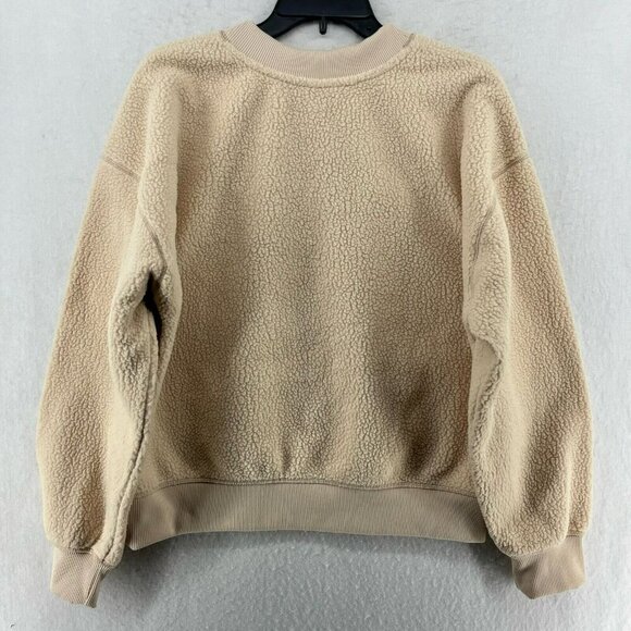 Universal Thread Sweater Women's Sz M Beige Sherpa Fleece Pullover Long Sleeves - Picture 2 of 12